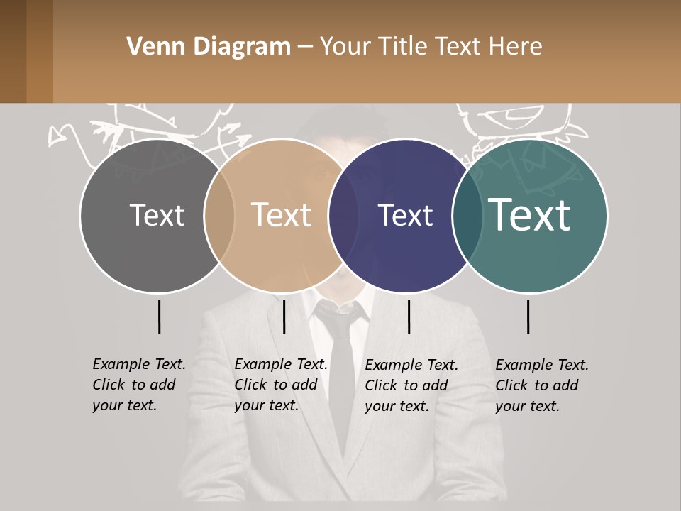 A Man Sitting At A Desk In Front Of A Blackboard With A Drawing Of PowerPoint Template