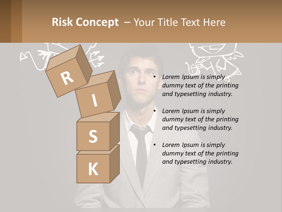 A Man Sitting At A Desk In Front Of A Blackboard With A Drawing Of PowerPoint Template