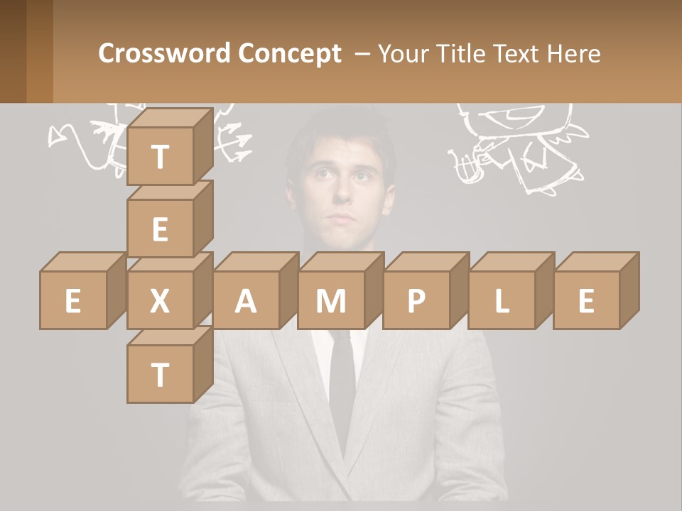 A Man Sitting At A Desk In Front Of A Blackboard With A Drawing Of PowerPoint Template