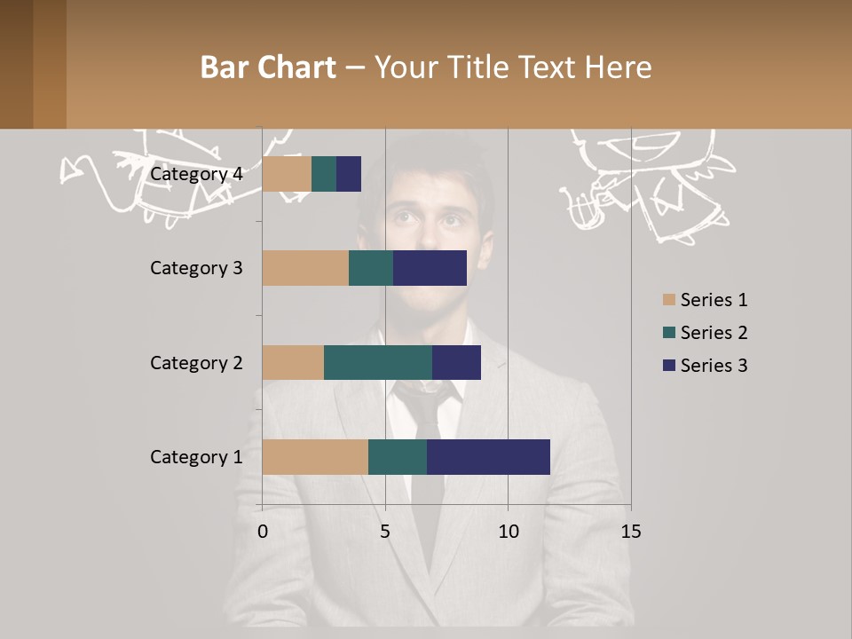 A Man Sitting At A Desk In Front Of A Blackboard With A Drawing Of PowerPoint Template