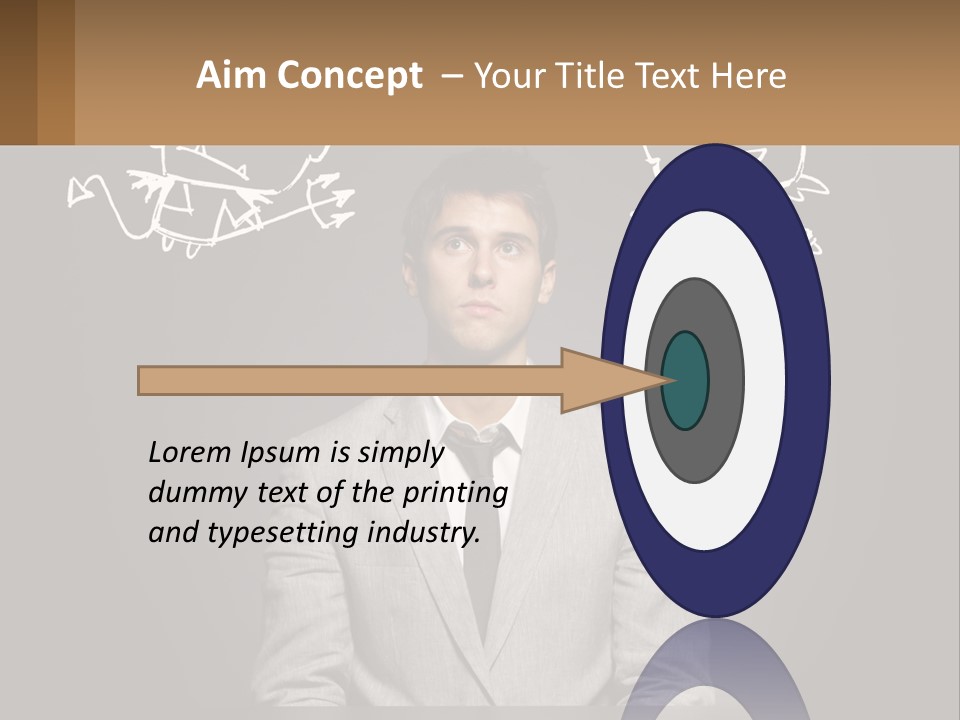 A Man Sitting At A Desk In Front Of A Blackboard With A Drawing Of PowerPoint Template