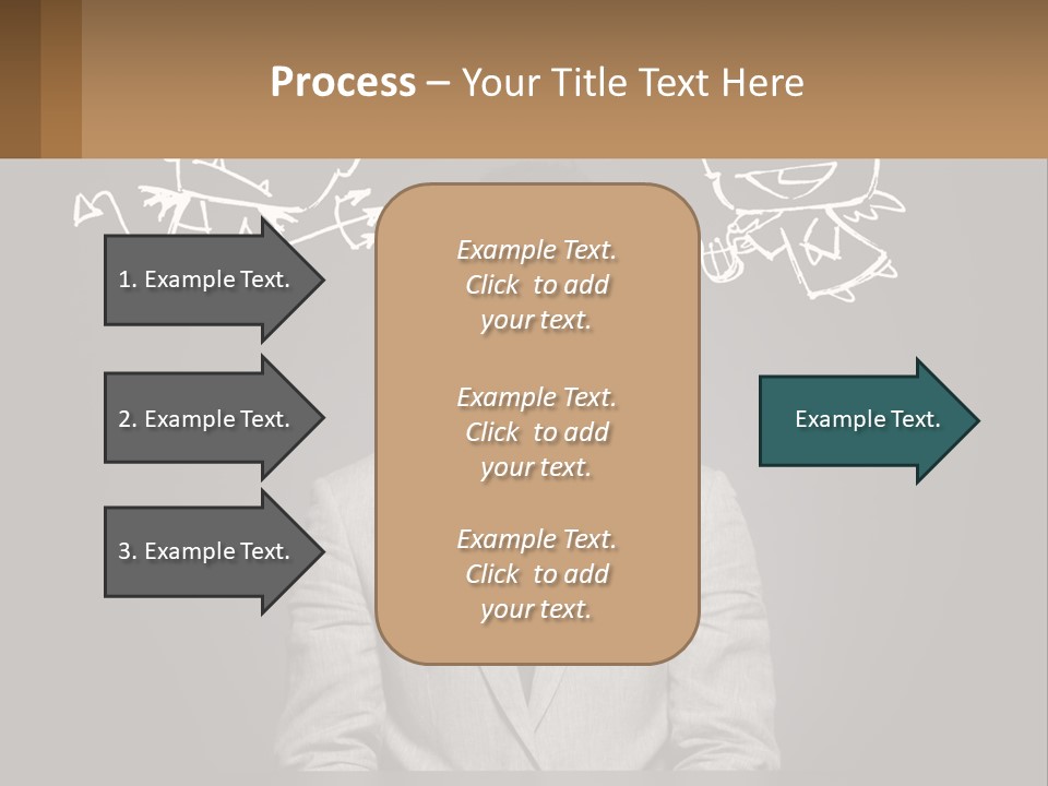 A Man Sitting At A Desk In Front Of A Blackboard With A Drawing Of PowerPoint Template