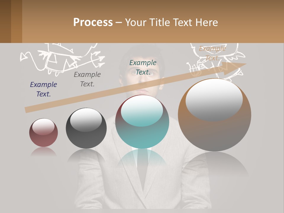A Man Sitting At A Desk In Front Of A Blackboard With A Drawing Of PowerPoint Template