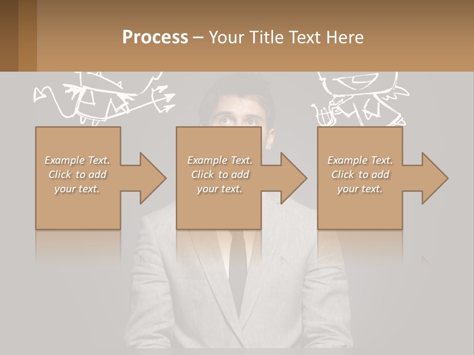 A Man Sitting At A Desk In Front Of A Blackboard With A Drawing Of PowerPoint Template