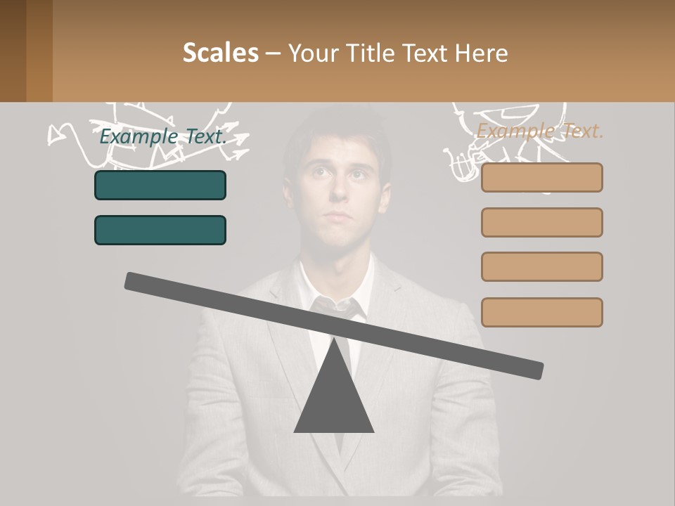A Man Sitting At A Desk In Front Of A Blackboard With A Drawing Of PowerPoint Template