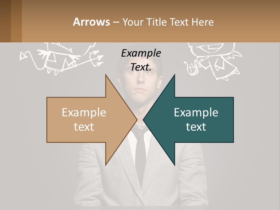 A Man Sitting At A Desk In Front Of A Blackboard With A Drawing Of PowerPoint Template