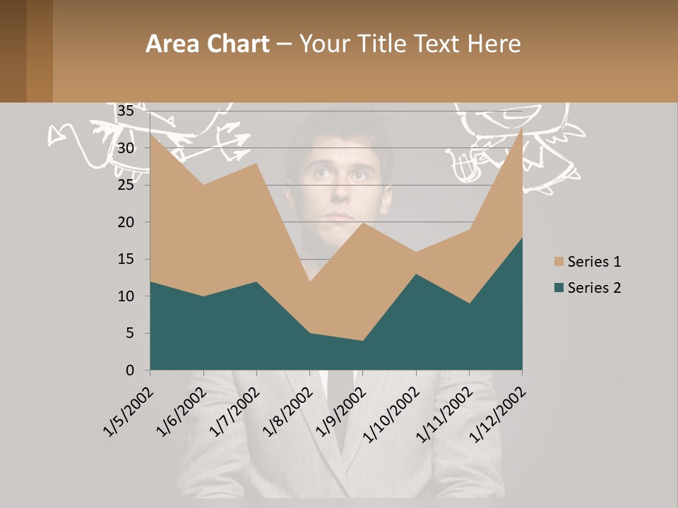 A Man Sitting At A Desk In Front Of A Blackboard With A Drawing Of PowerPoint Template