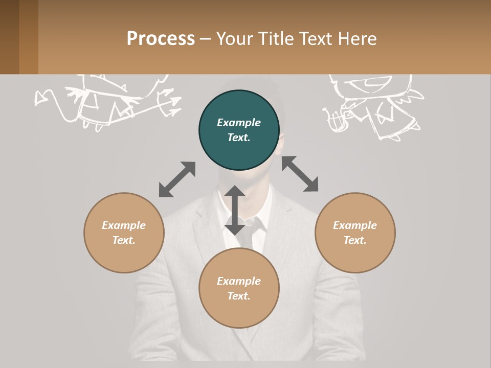 A Man Sitting At A Desk In Front Of A Blackboard With A Drawing Of PowerPoint Template
