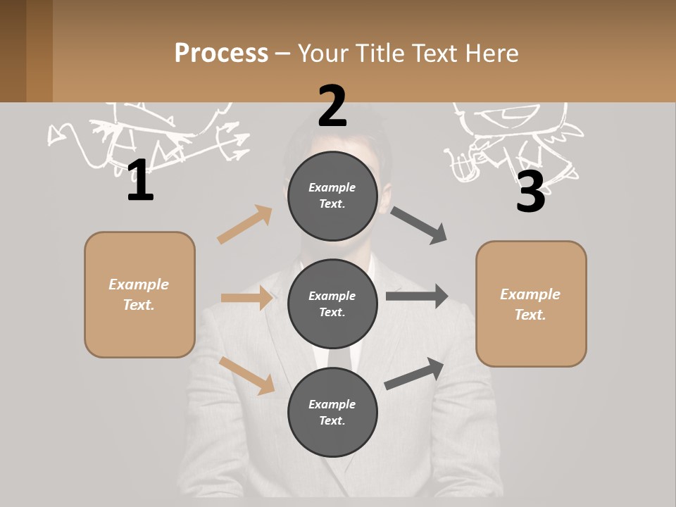A Man Sitting At A Desk In Front Of A Blackboard With A Drawing Of PowerPoint Template