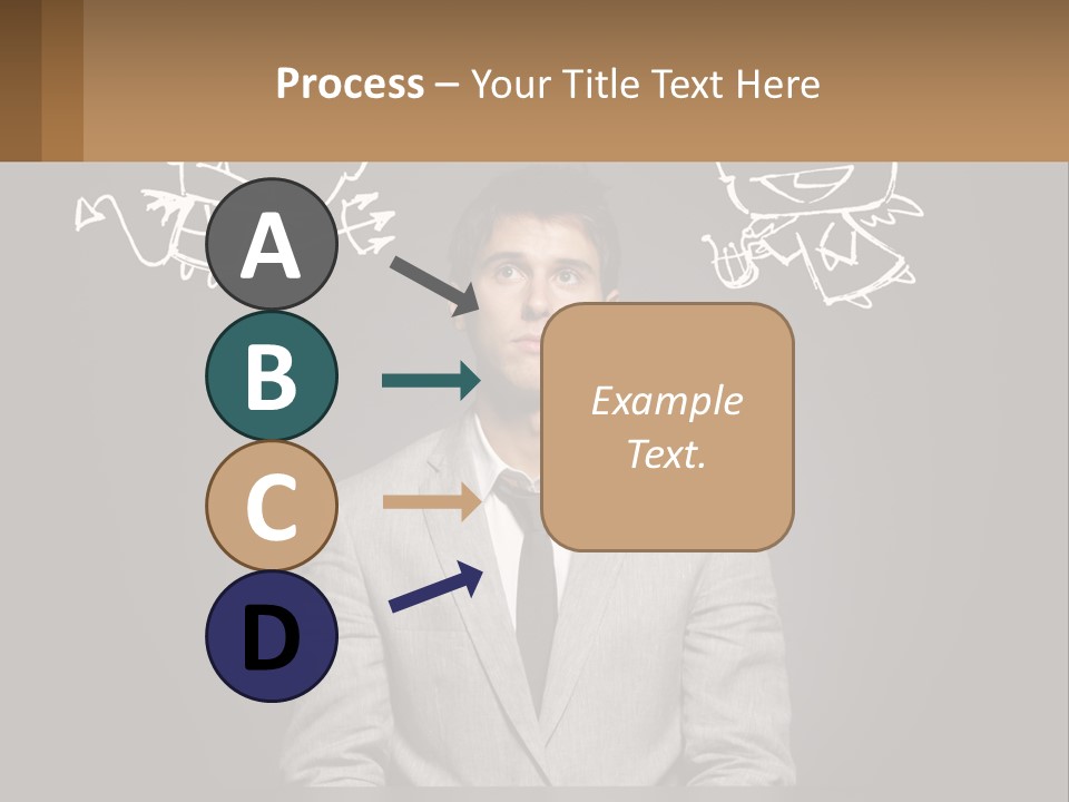 A Man Sitting At A Desk In Front Of A Blackboard With A Drawing Of PowerPoint Template