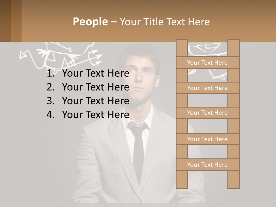 A Man Sitting At A Desk In Front Of A Blackboard With A Drawing Of PowerPoint Template