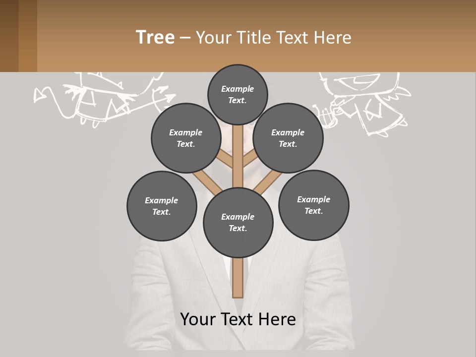 A Man Sitting At A Desk In Front Of A Blackboard With A Drawing Of PowerPoint Template