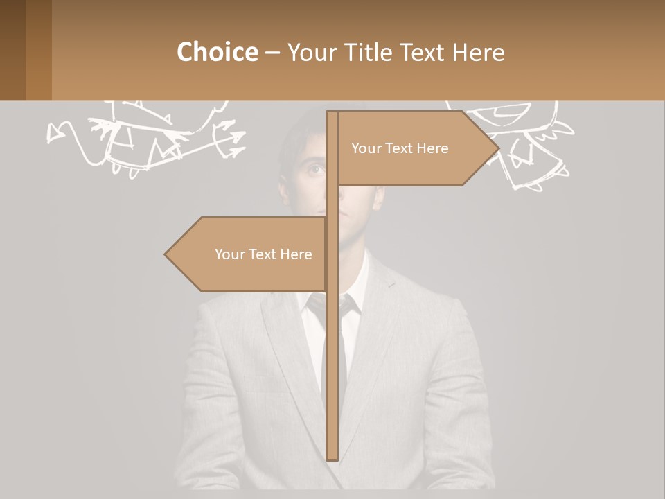 A Man Sitting At A Desk In Front Of A Blackboard With A Drawing Of PowerPoint Template