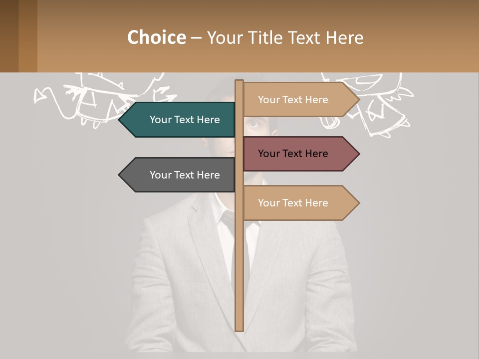 A Man Sitting At A Desk In Front Of A Blackboard With A Drawing Of PowerPoint Template