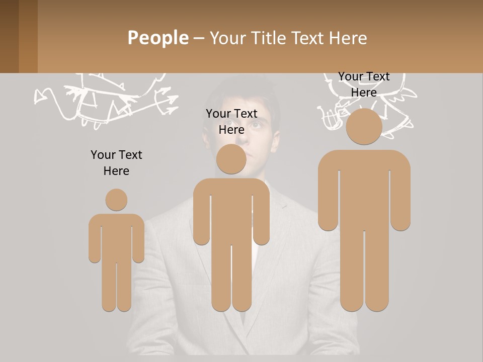 A Man Sitting At A Desk In Front Of A Blackboard With A Drawing Of PowerPoint Template