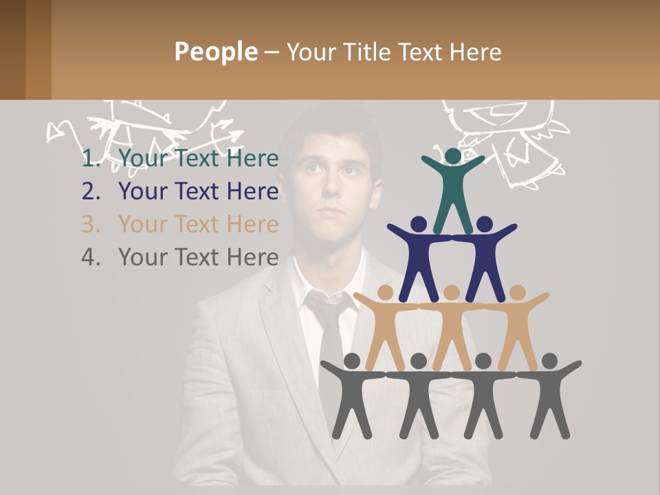 A Man Sitting At A Desk In Front Of A Blackboard With A Drawing Of PowerPoint Template