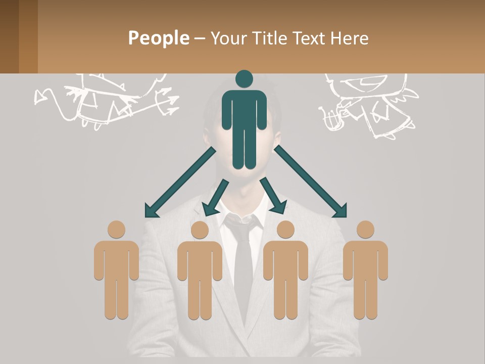 A Man Sitting At A Desk In Front Of A Blackboard With A Drawing Of PowerPoint Template