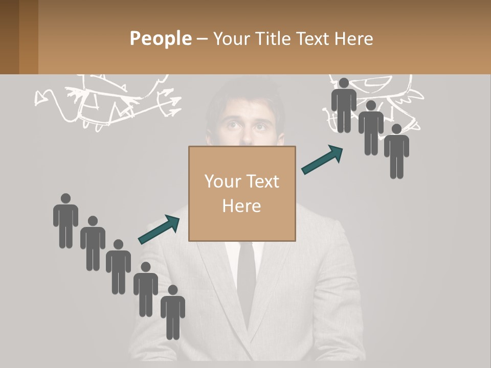 A Man Sitting At A Desk In Front Of A Blackboard With A Drawing Of PowerPoint Template