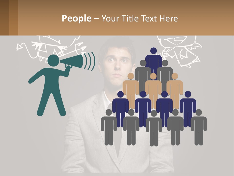 A Man Sitting At A Desk In Front Of A Blackboard With A Drawing Of PowerPoint Template