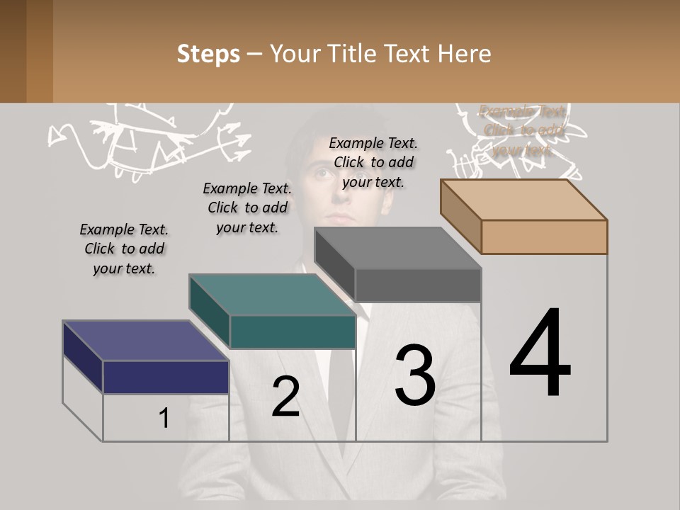 A Man Sitting At A Desk In Front Of A Blackboard With A Drawing Of PowerPoint Template