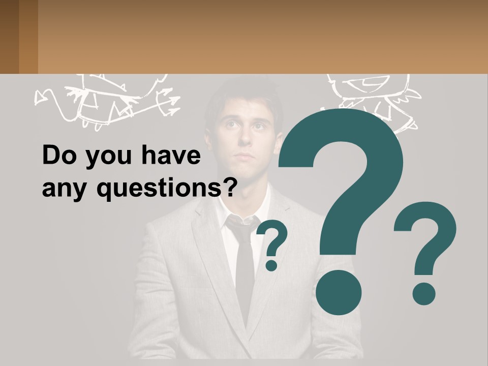 A Man Sitting At A Desk In Front Of A Blackboard With A Drawing Of PowerPoint Template