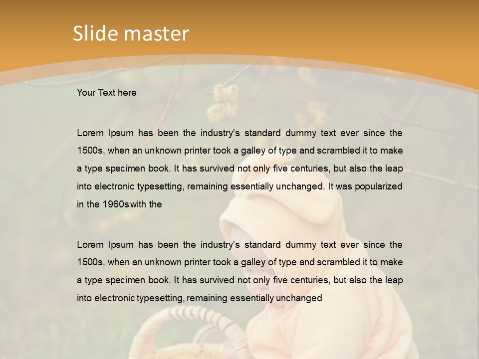 A Baby Sitting In The Grass With A Basket PowerPoint Template