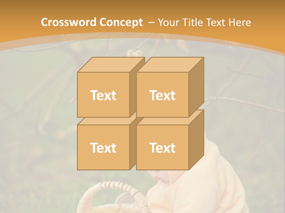 A Baby Sitting In The Grass With A Basket PowerPoint Template