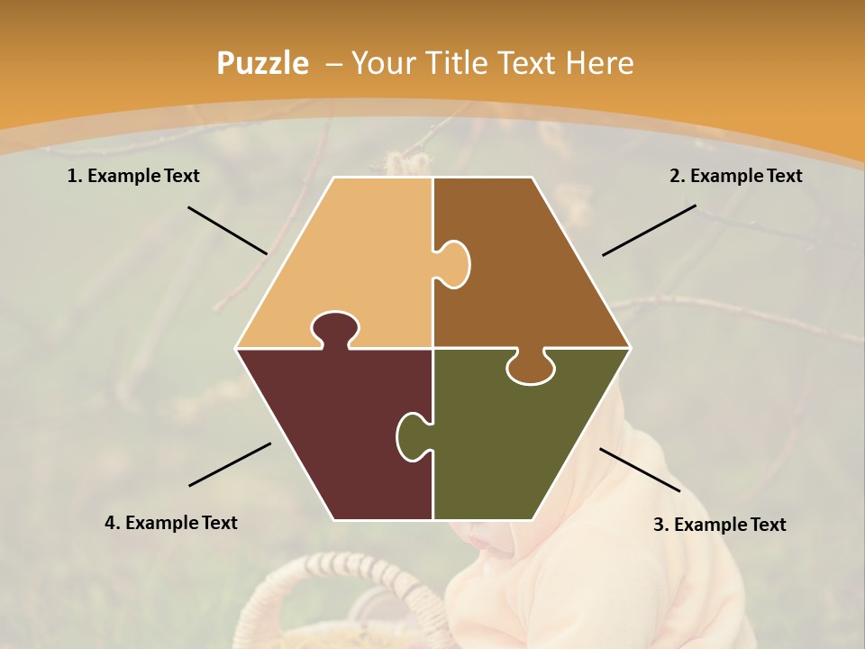 A Baby Sitting In The Grass With A Basket PowerPoint Template