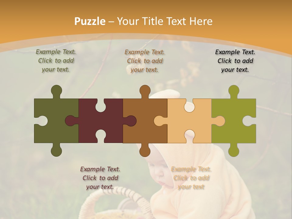 A Baby Sitting In The Grass With A Basket PowerPoint Template