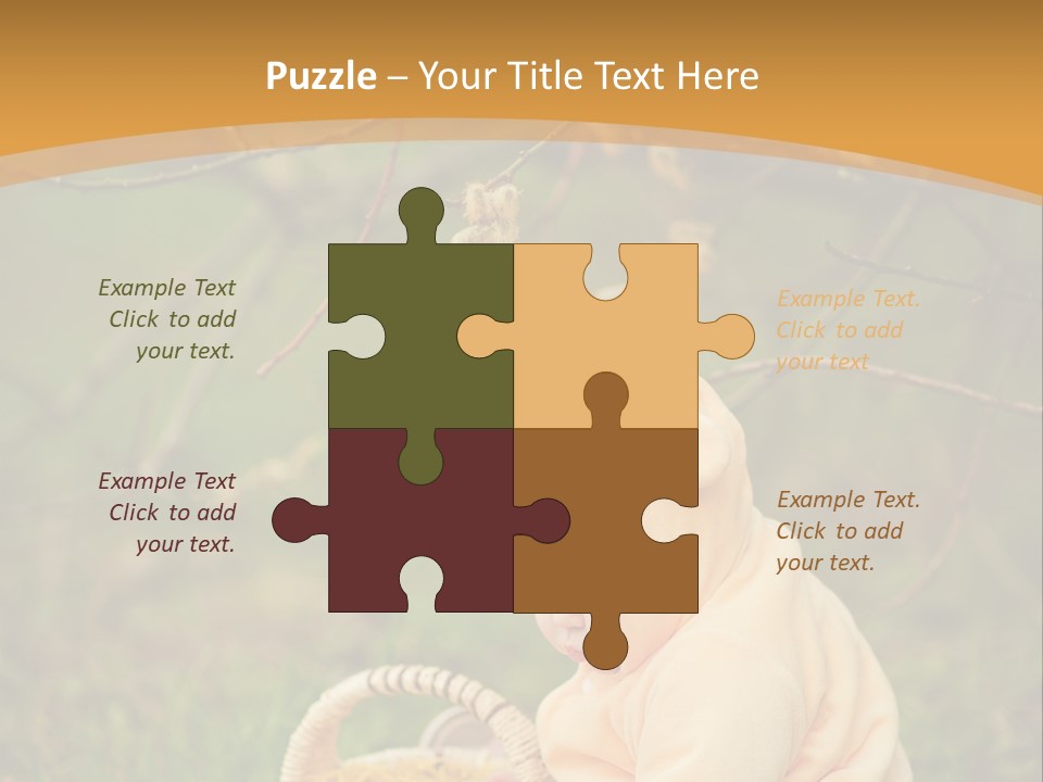 A Baby Sitting In The Grass With A Basket PowerPoint Template