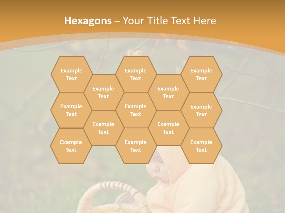 A Baby Sitting In The Grass With A Basket PowerPoint Template