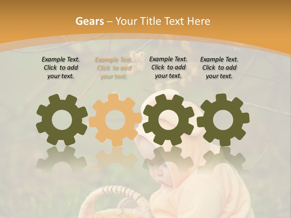 A Baby Sitting In The Grass With A Basket PowerPoint Template