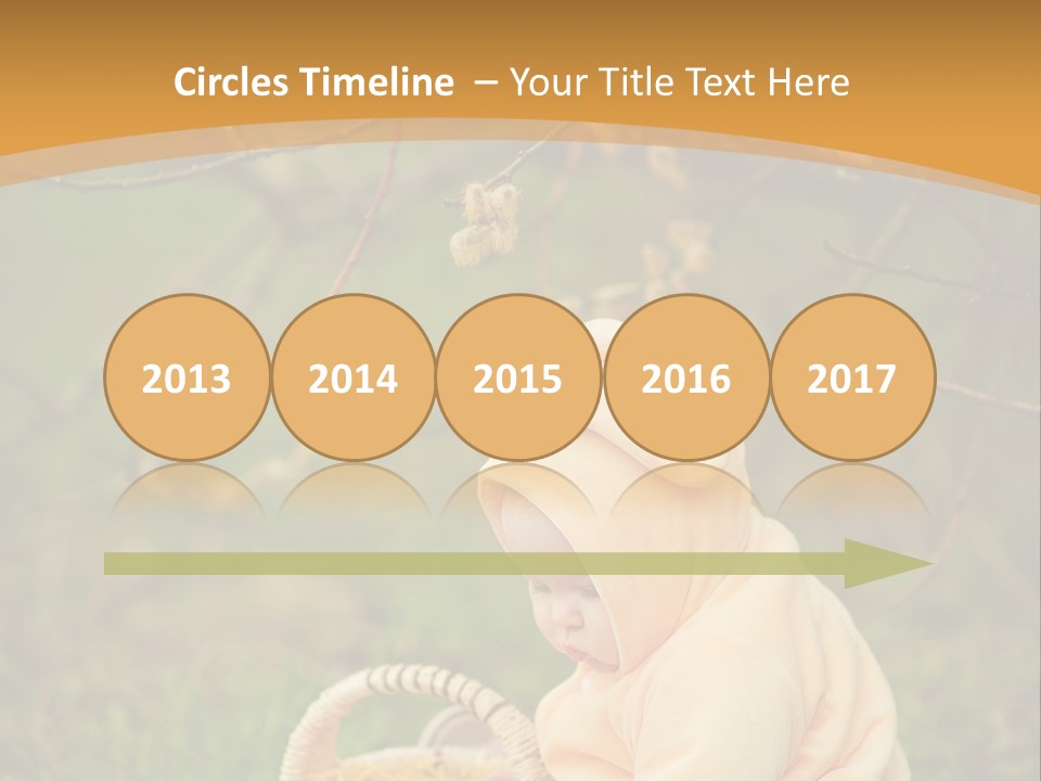 A Baby Sitting In The Grass With A Basket PowerPoint Template