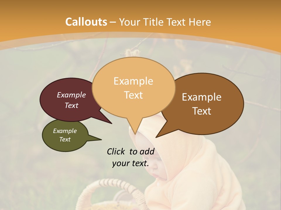 A Baby Sitting In The Grass With A Basket PowerPoint Template