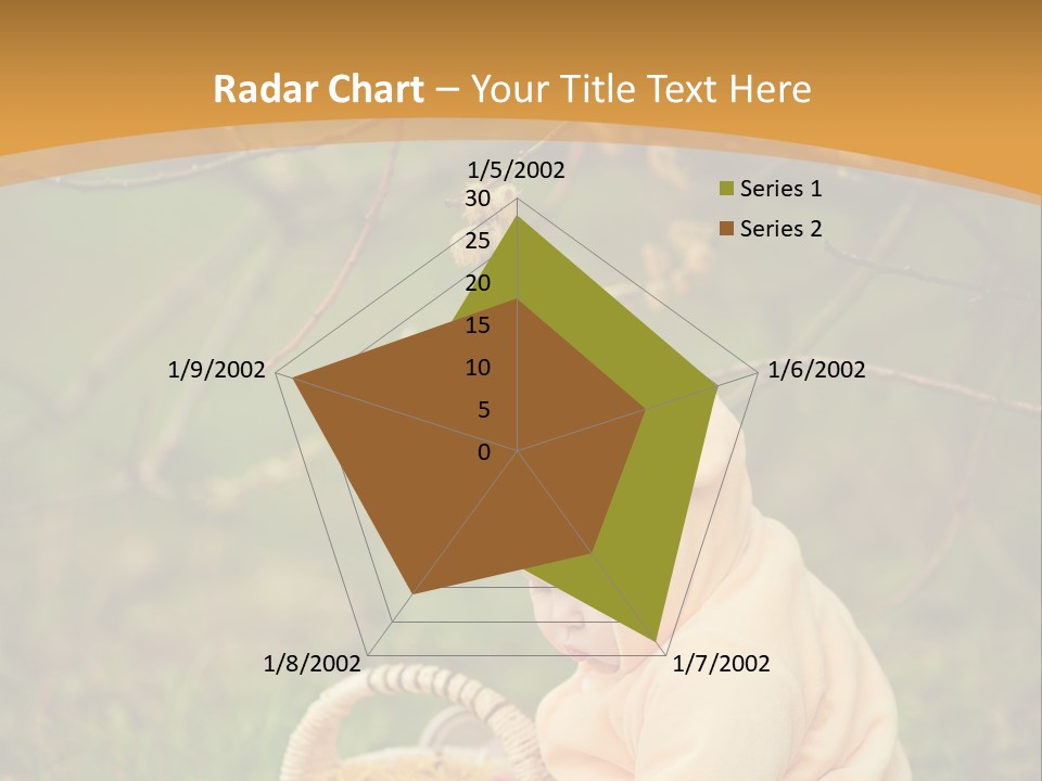 A Baby Sitting In The Grass With A Basket PowerPoint Template