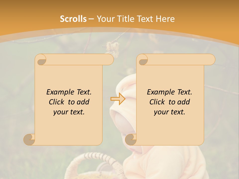 A Baby Sitting In The Grass With A Basket PowerPoint Template