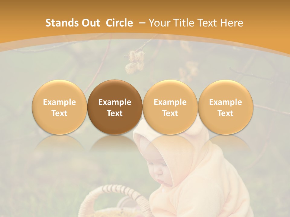 A Baby Sitting In The Grass With A Basket PowerPoint Template