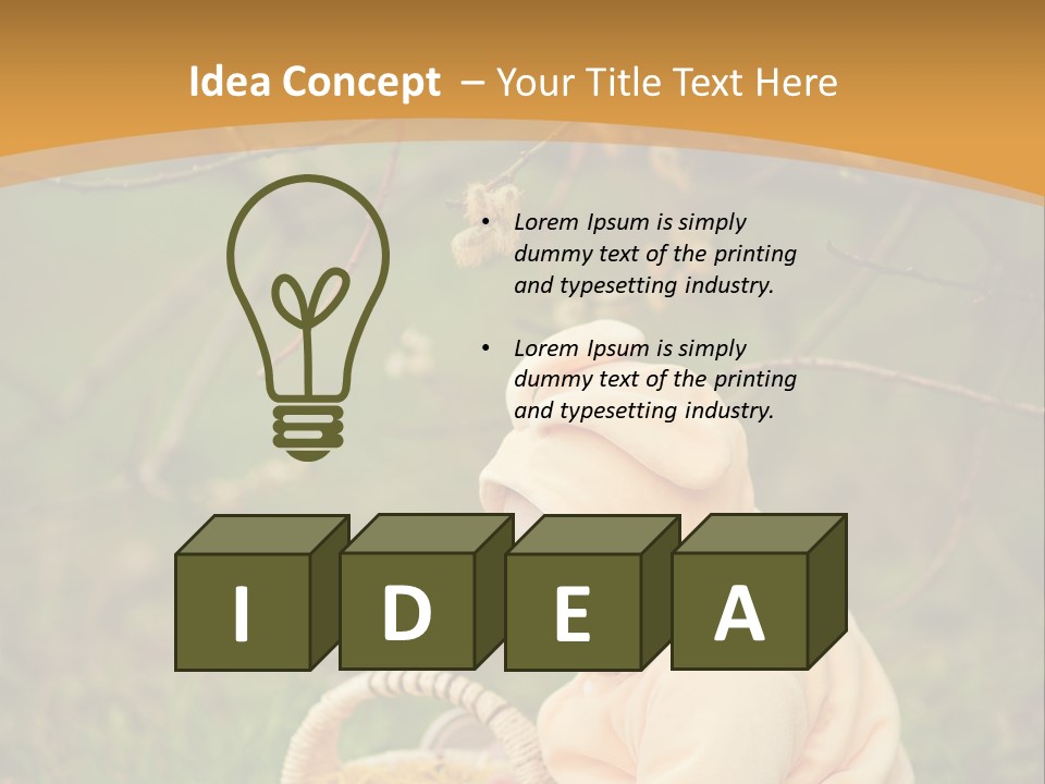 A Baby Sitting In The Grass With A Basket PowerPoint Template