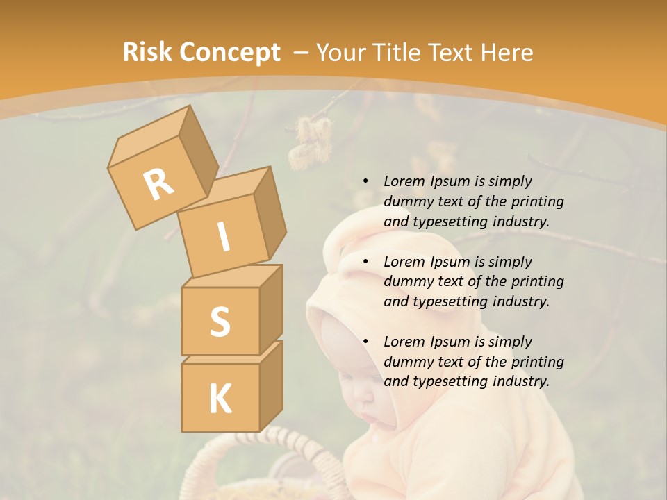 A Baby Sitting In The Grass With A Basket PowerPoint Template