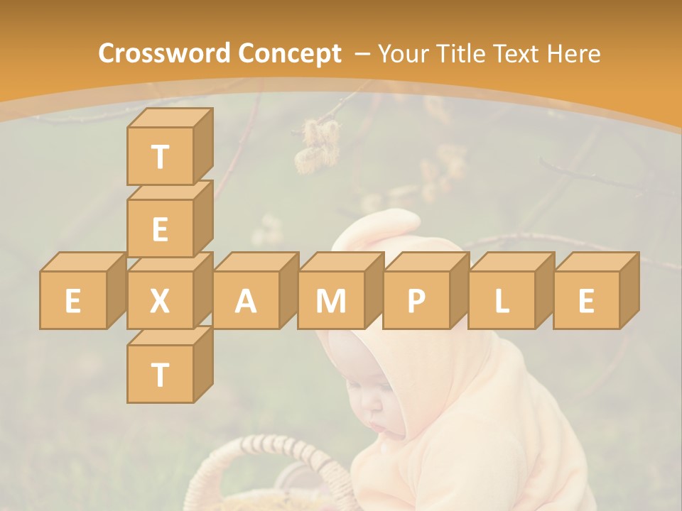 A Baby Sitting In The Grass With A Basket PowerPoint Template