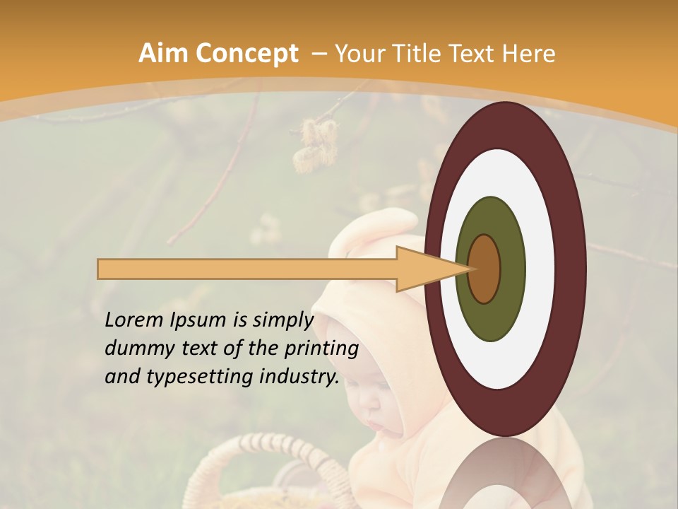 A Baby Sitting In The Grass With A Basket PowerPoint Template