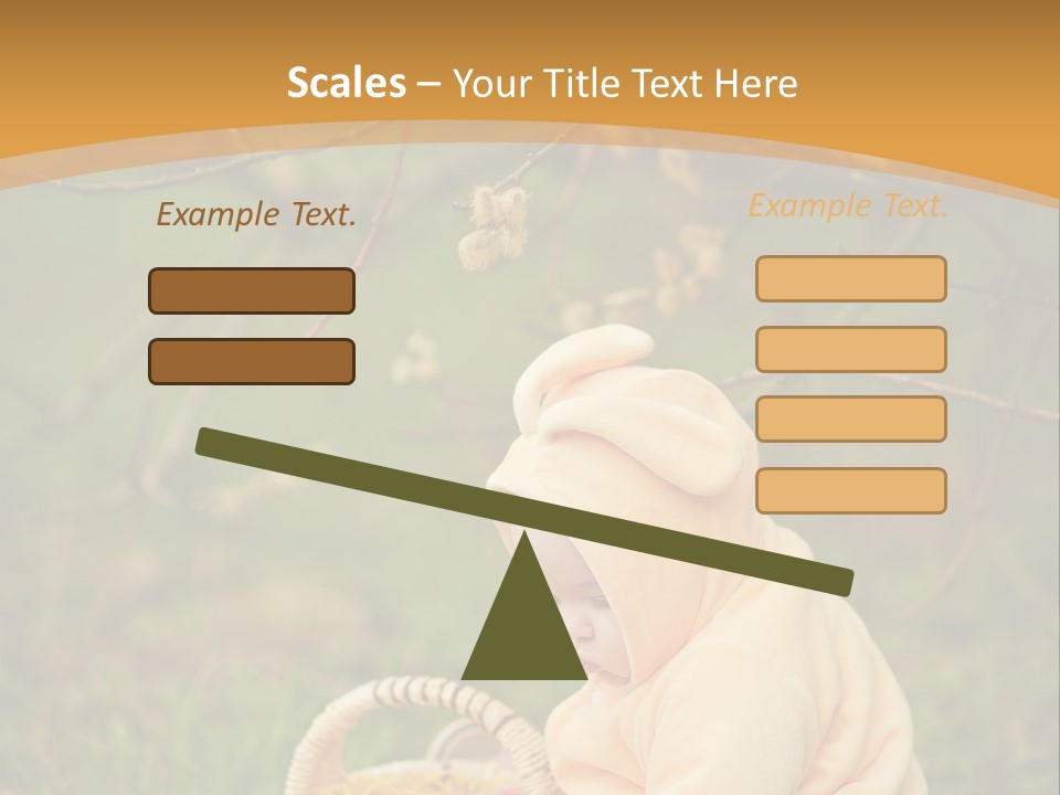 A Baby Sitting In The Grass With A Basket PowerPoint Template