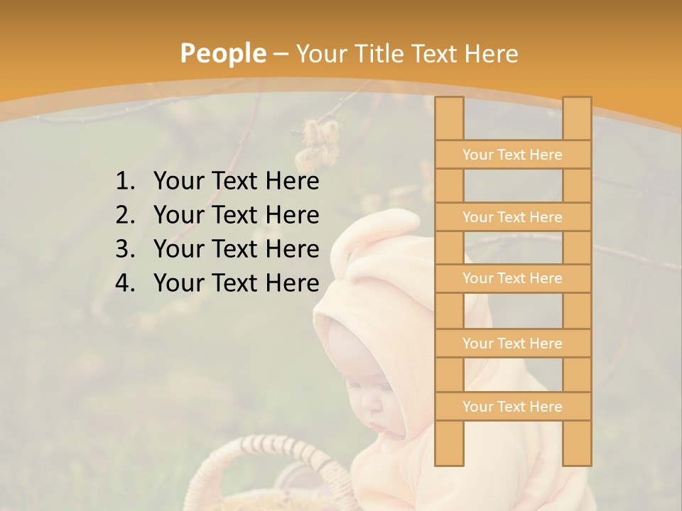 A Baby Sitting In The Grass With A Basket PowerPoint Template