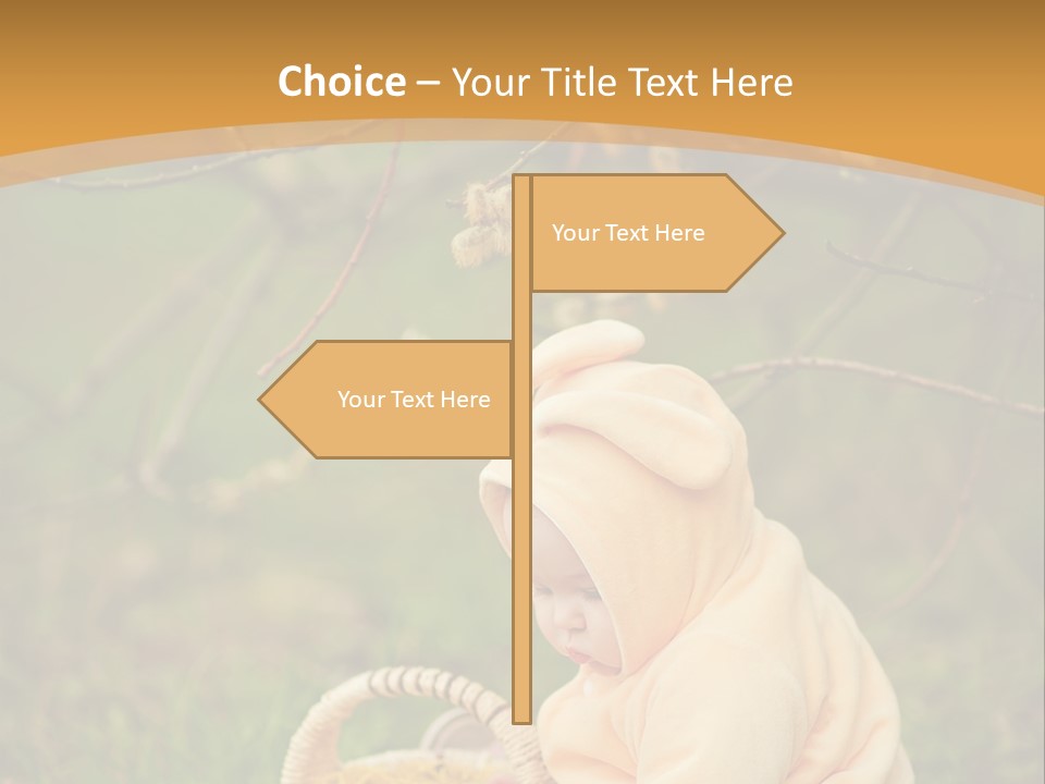 A Baby Sitting In The Grass With A Basket PowerPoint Template