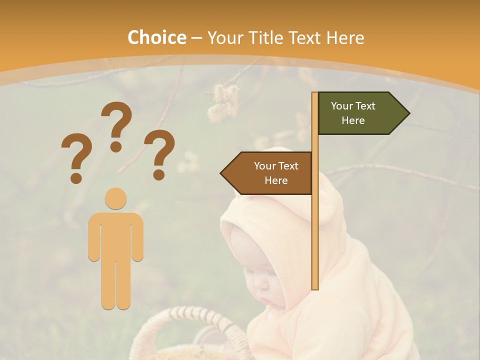 A Baby Sitting In The Grass With A Basket PowerPoint Template