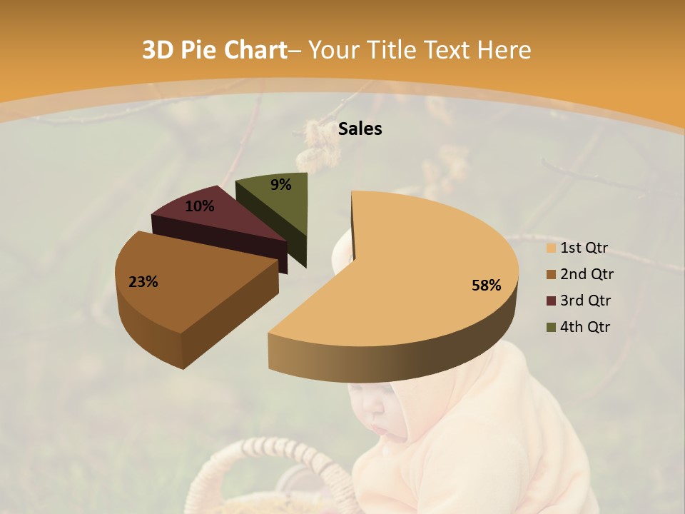 A Baby Sitting In The Grass With A Basket PowerPoint Template