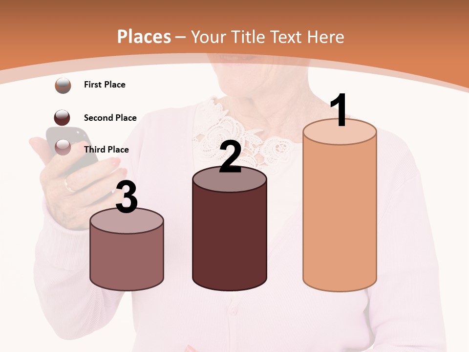 A Woman Holding A Cell Phone In Her Hand PowerPoint Template