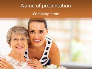 A Woman And An Older Woman Posing For A Picture PowerPoint Template