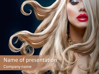 A Beautiful Blond Woman With Long Hair Powerpoint Template PowerPoint Template