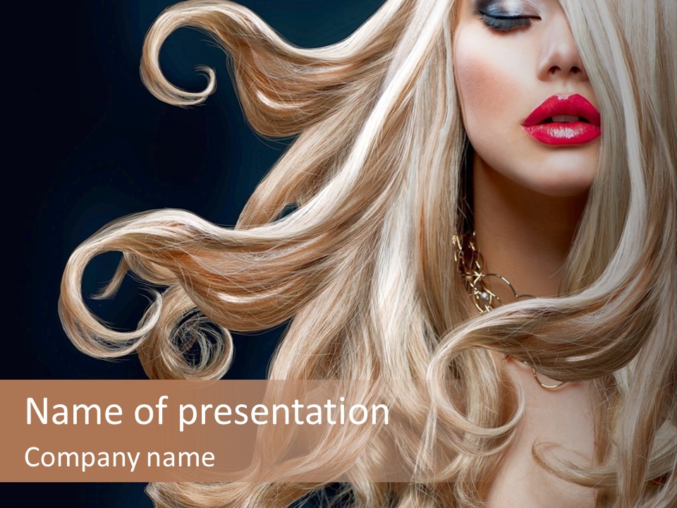 A Beautiful Blond Woman With Long Hair Powerpoint Template PowerPoint Template